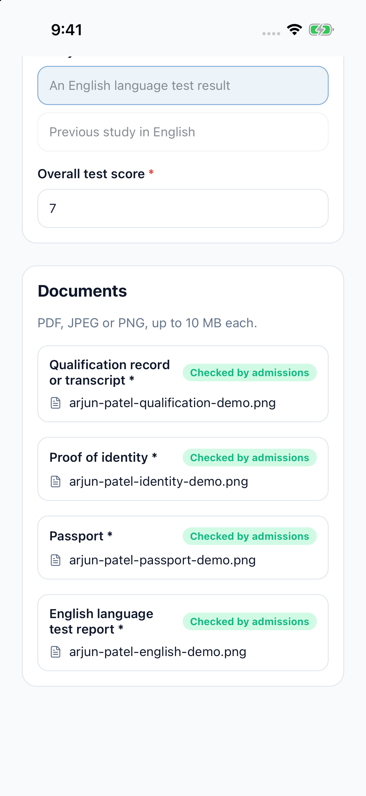 An application in the app, with its progress.