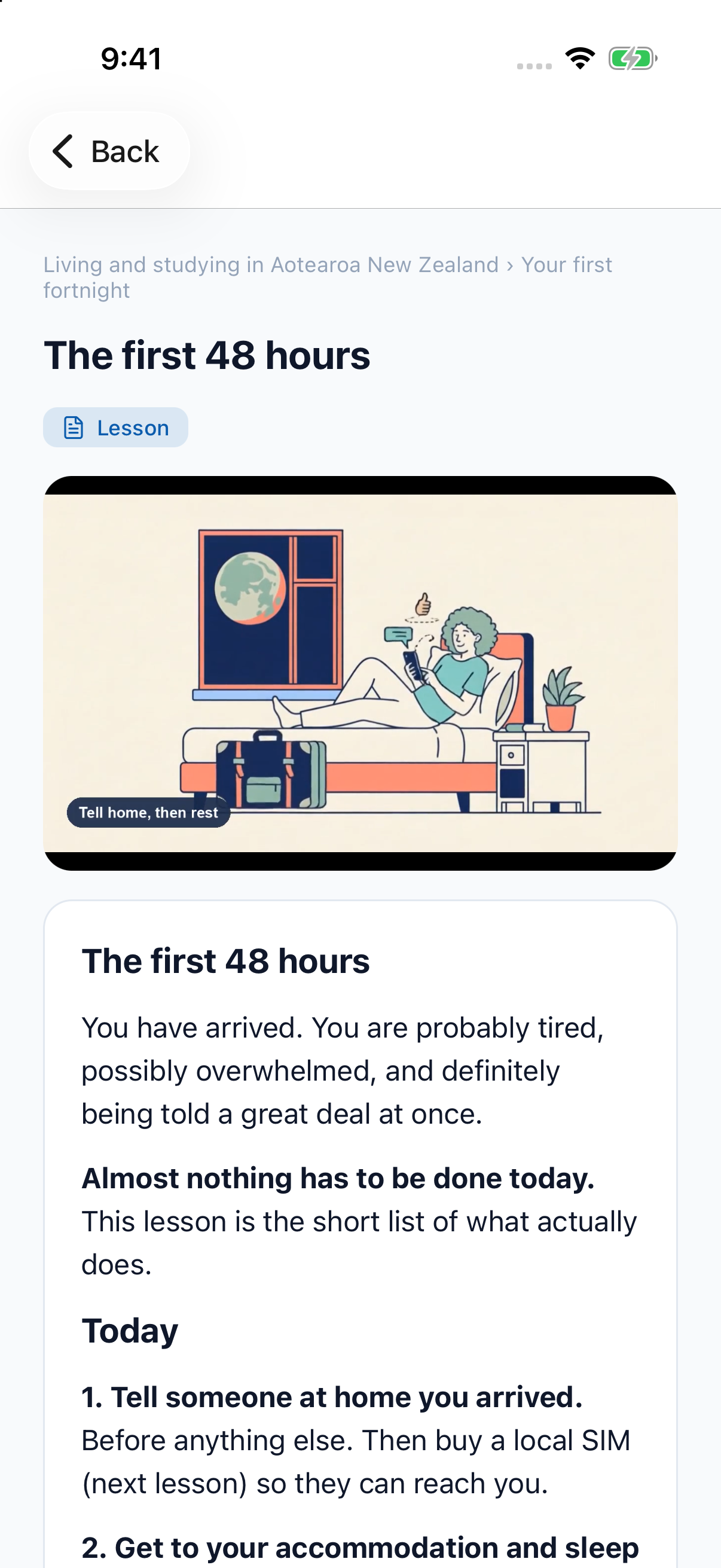 A lesson with its explainer video in the app.