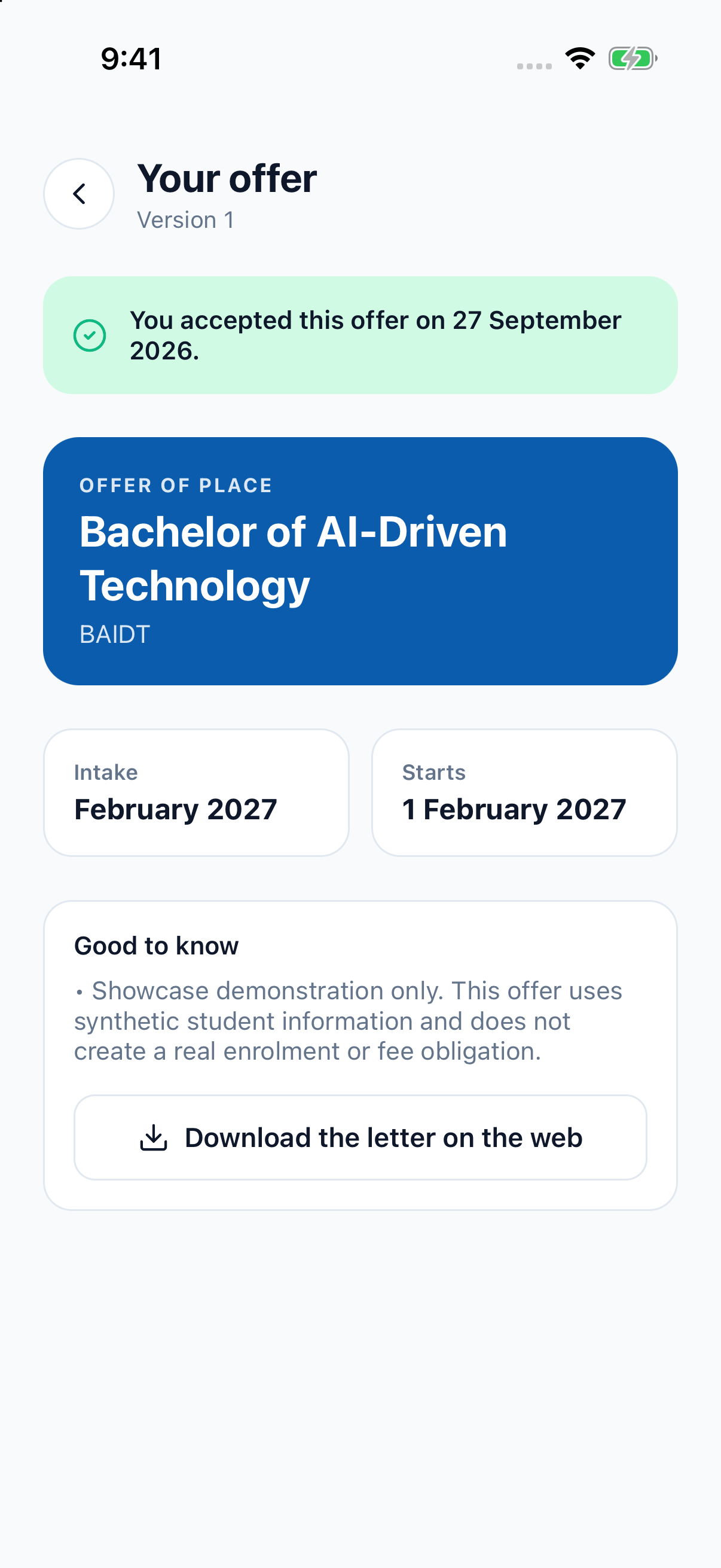 An offer in the app.