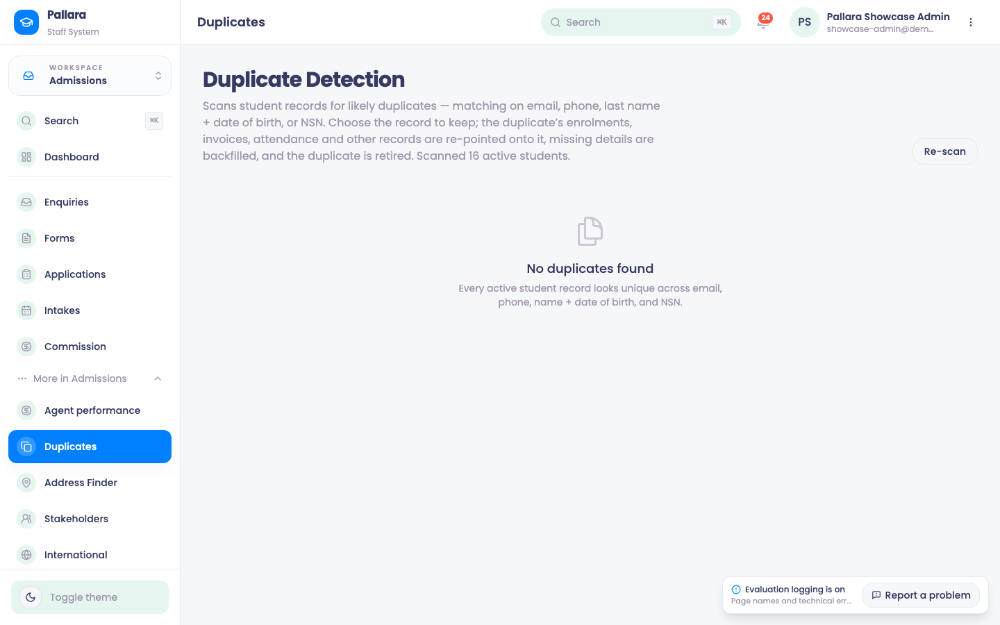Duplicate Detection after a scan.